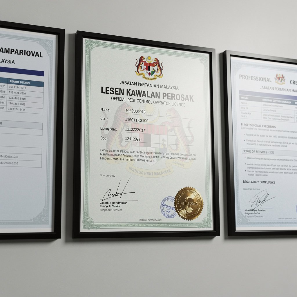 Pest control licence certificate and documentation