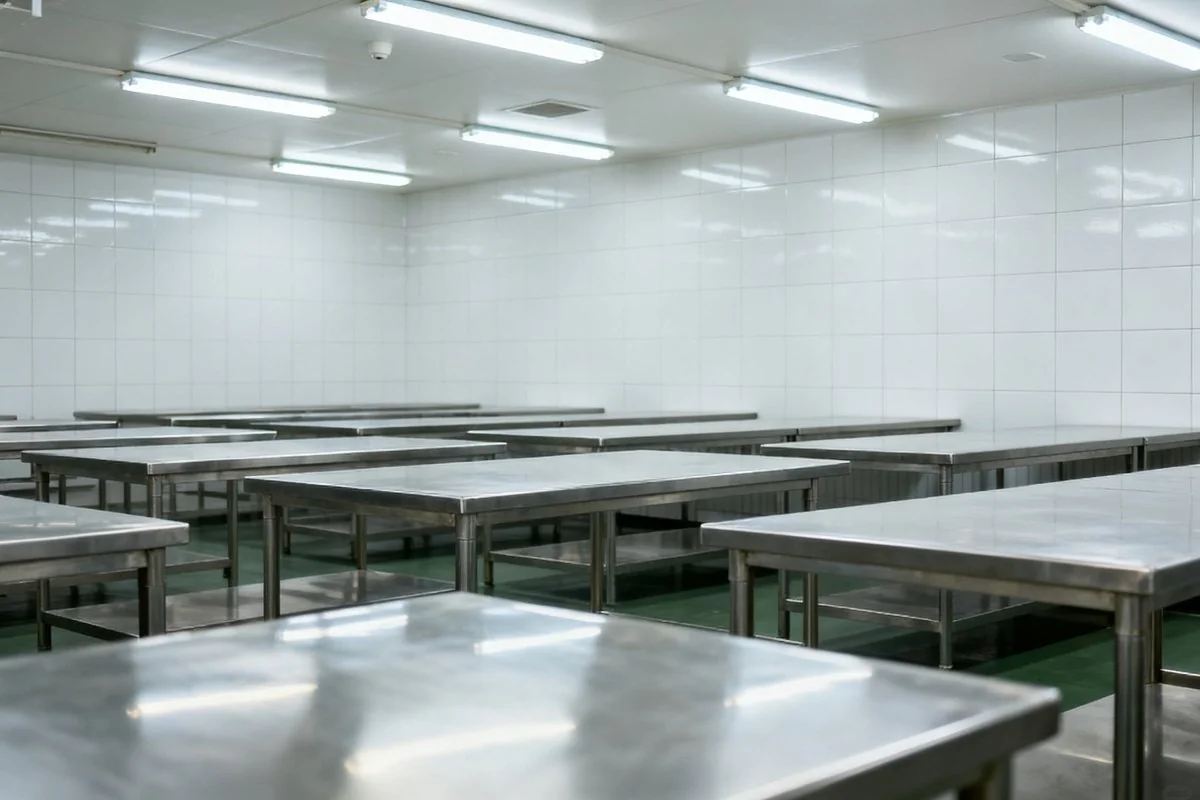 Clean stainless steel food factory production hall in Malaysia