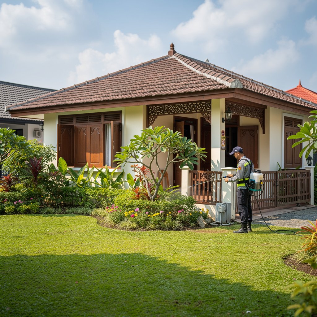 Pest control technician conducting a rodent inspection at a food manufacturing facility in Kajang, Selangor