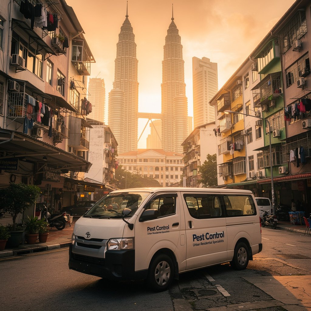 Pest control technician servicing a property in Kuala Lumpur