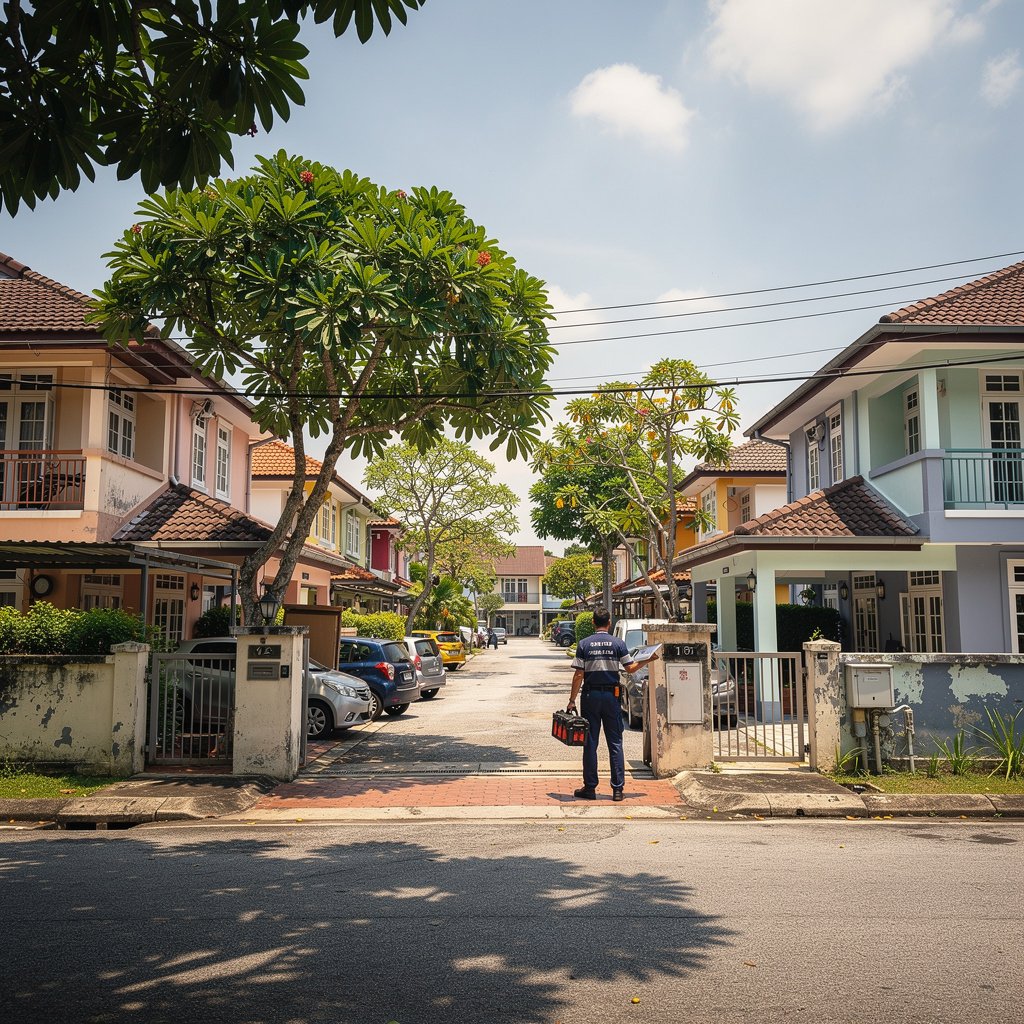 Pest control technician servicing a commercial property in Petaling Jaya