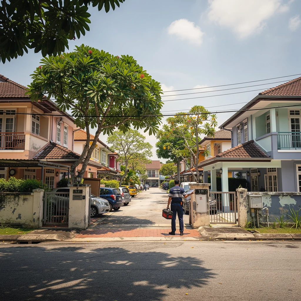 Pest control technician servicing a commercial property in Petaling Jaya