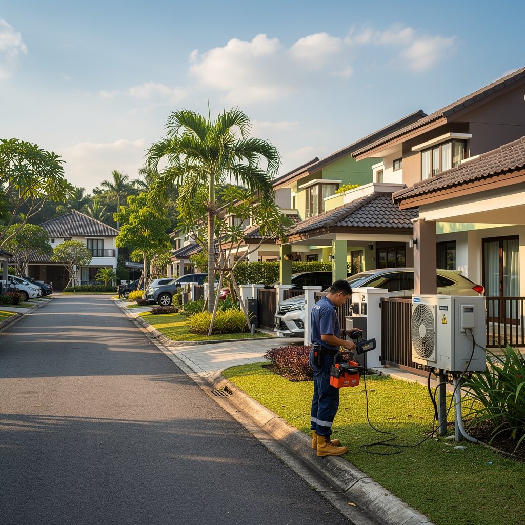 Pest control technician servicing a property in Selangor