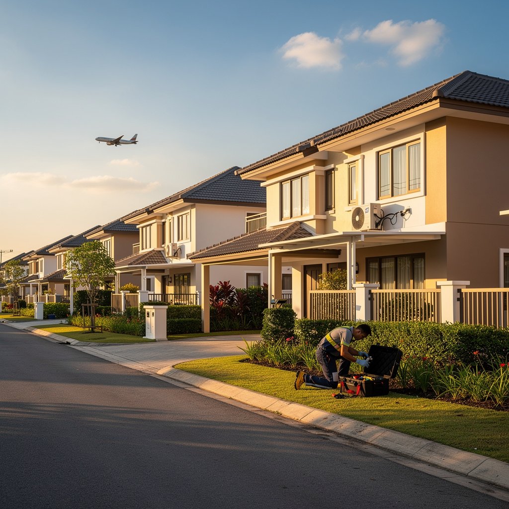Pest control technician servicing an industrial facility near KLIA, Sepang