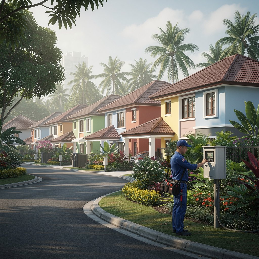 Pest control technician servicing an industrial facility in Shah Alam