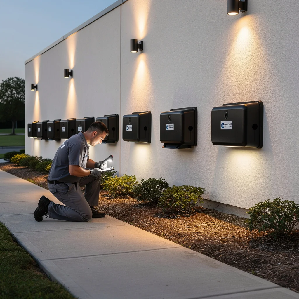 Professional pest control baiting system installation