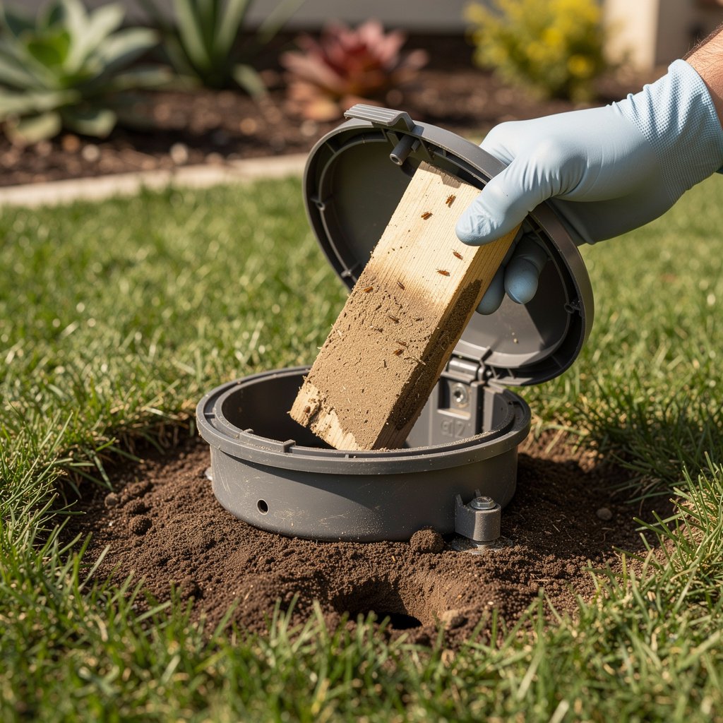 Termite baiting station installation