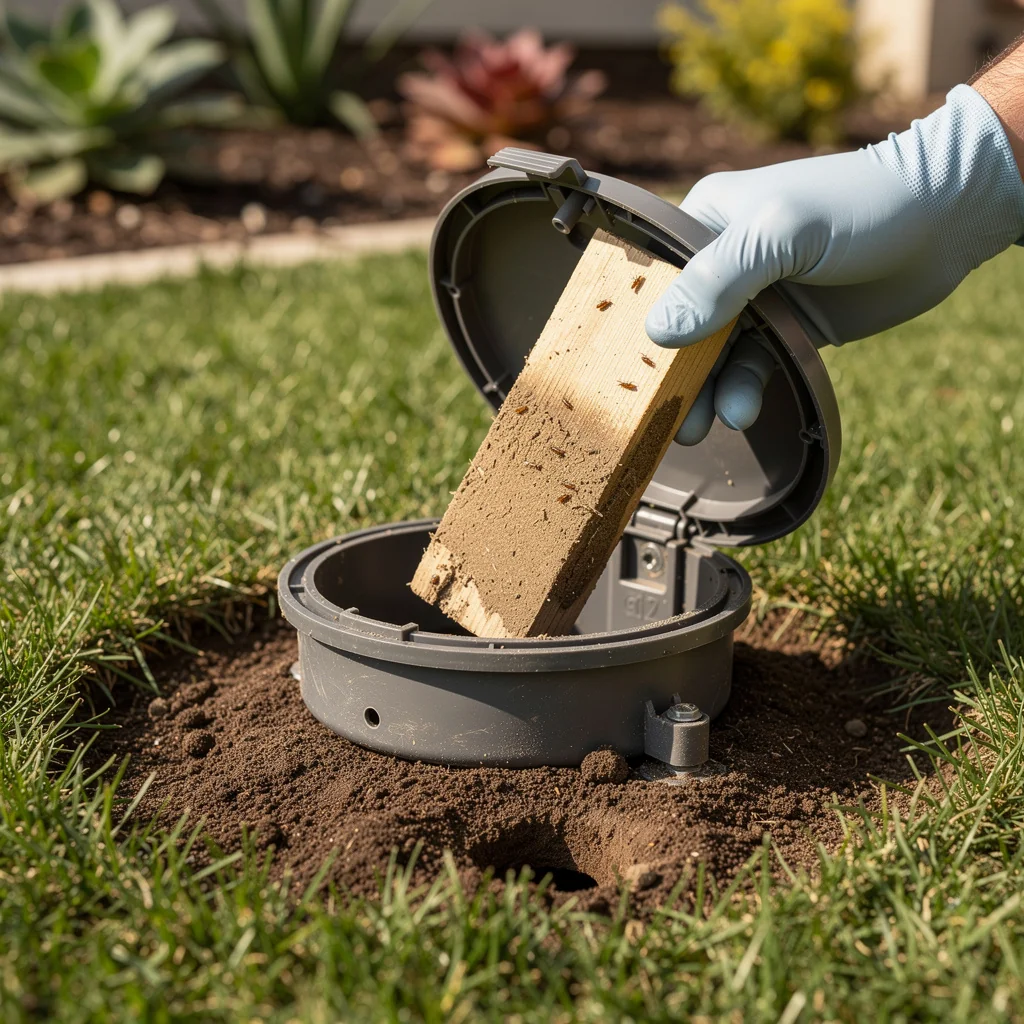 Termite baiting station installation