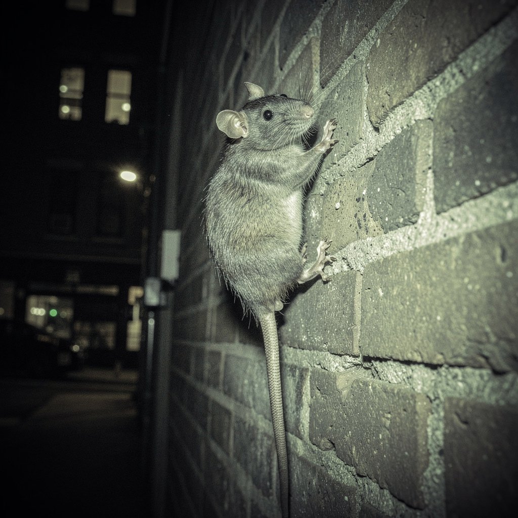 Roof rat showing long tail and climbing behaviour