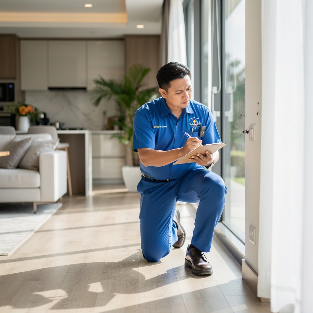 Uni Smart pest control technician conducting a site inspection in Kuala Lumpur